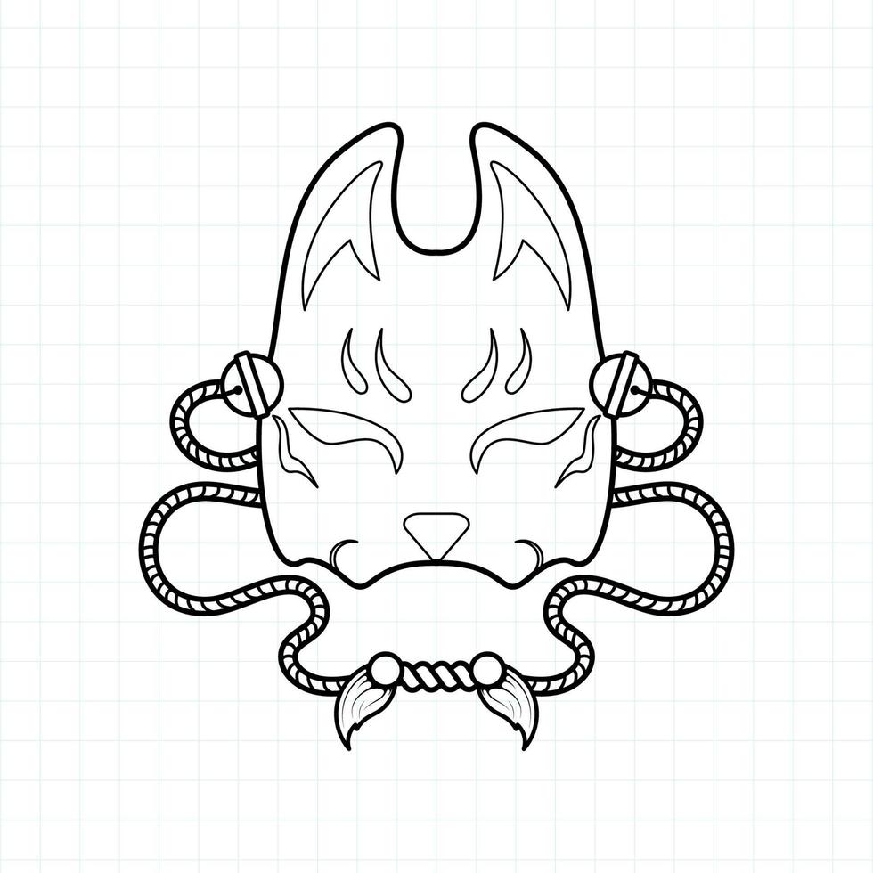 Japanese kitsune mask coloring page, Vector illustration eps.10 6624496 ...