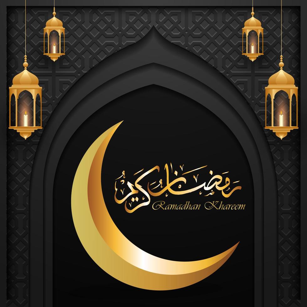 ramadan kareem plantilla de tarjeta de felicitación diseño elegante, fondo islámico con caligrafía árabe vector