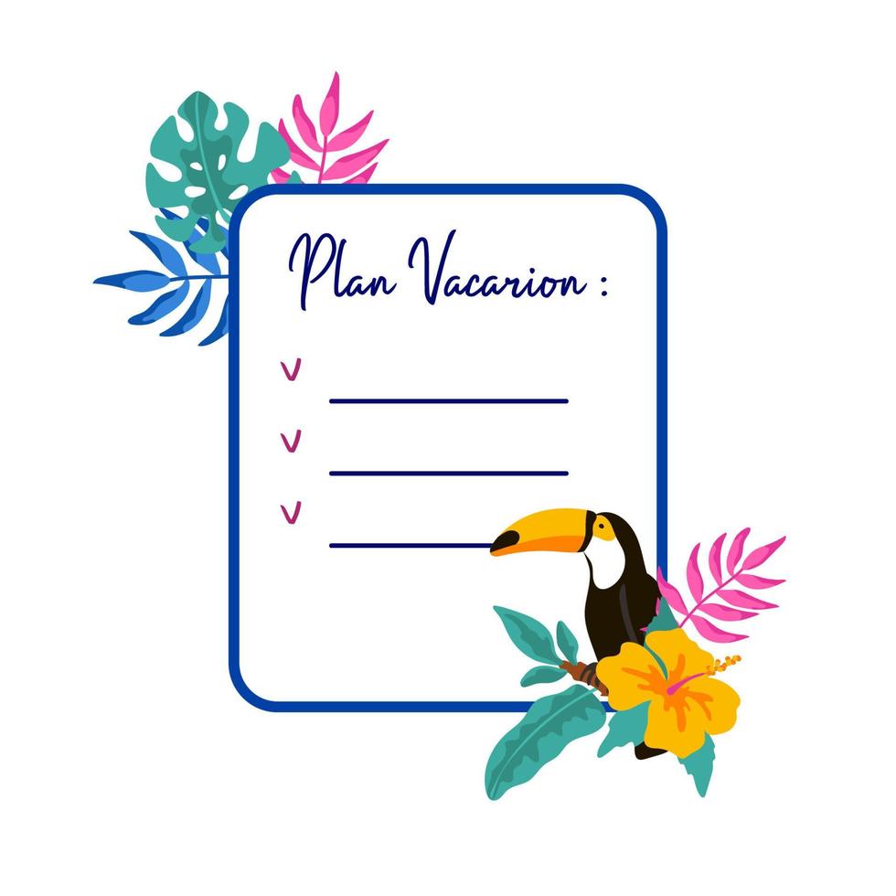 diseño de verano para planificación de vacaciones, cartas, invitaciones, mensajes, redes sociales, tarjetas vector