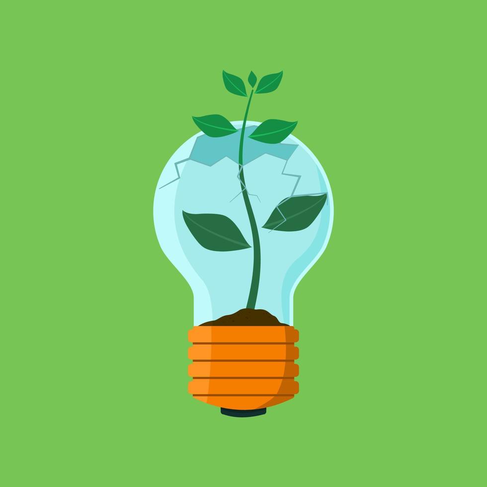 sprout grows inside the fractured bulb vector