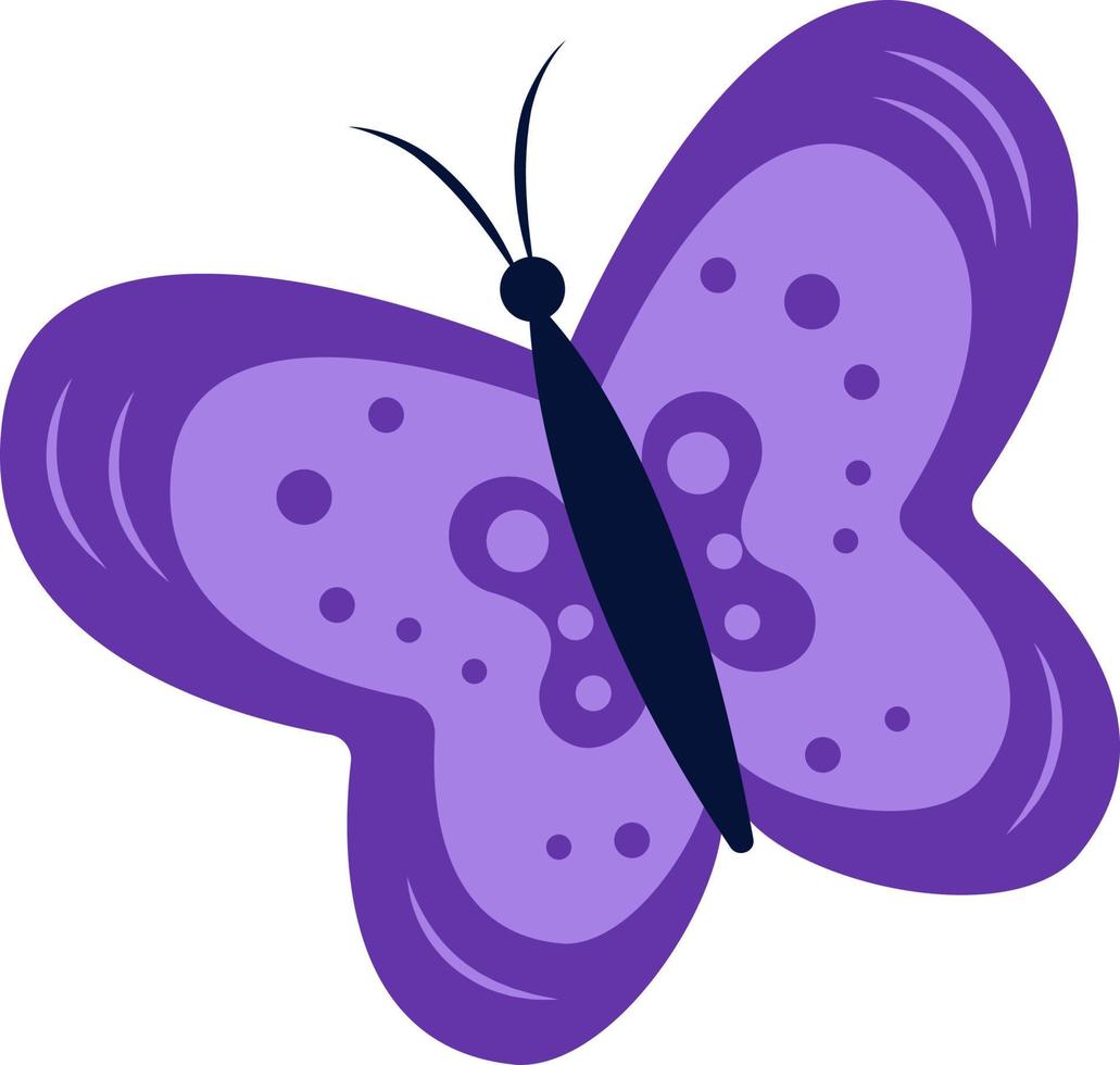 una ilustración brillante de una mariposa morada sobre un fondo blanco, una inserción vectorial, una idea para un logotipo, libros para colorear, revistas, impresión en ropa, publicidad. hermosa ilustración de mariposa. vector