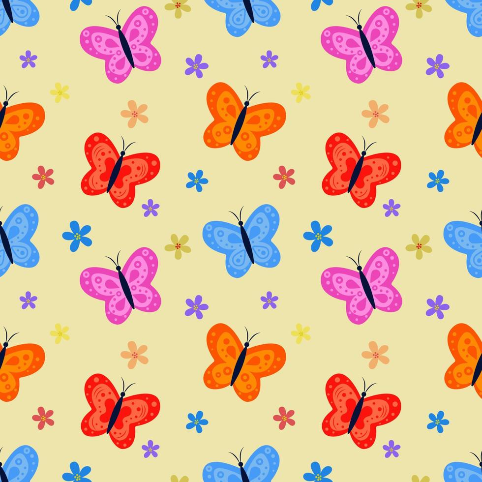 Seamless pattern of beautiful butterflies, abstract repeating pattern.An idea for holiday invitations, for drawing, children's creativity, for paper, fabric, textiles, gift wrapping, advertising. vector