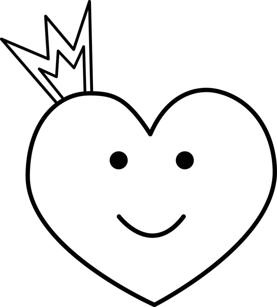 Vector image of a heart with a crown. A romantic love message. A declaration of love. An element of the decor of a wedding celebration.A simple contour vector, website or mobile application. Icon.