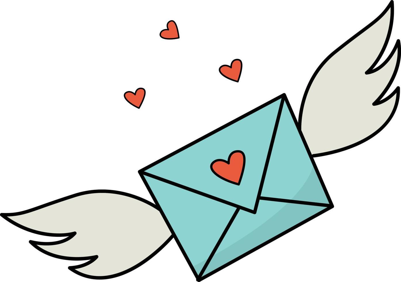 Vector image of an envelope with a heart and wings. valentine's day. A romantic love message. An element of the decor of a wedding celebration. For a website, mobile application, icons, postcards.