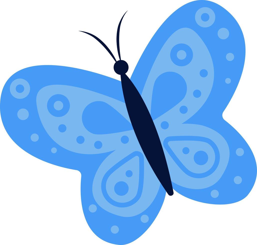 ilustración brillante de mariposas azules sobre un fondo blanco, inserción vectorial, idea de logotipo, libros de color, revistas, impresión en ropa, publicidad. hermosa ilustración de mariposa. vector