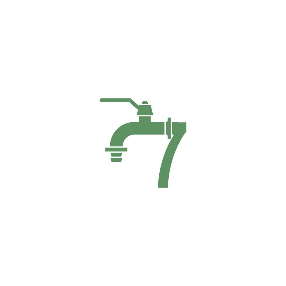 Faucet icon with number 7 logo design vector
