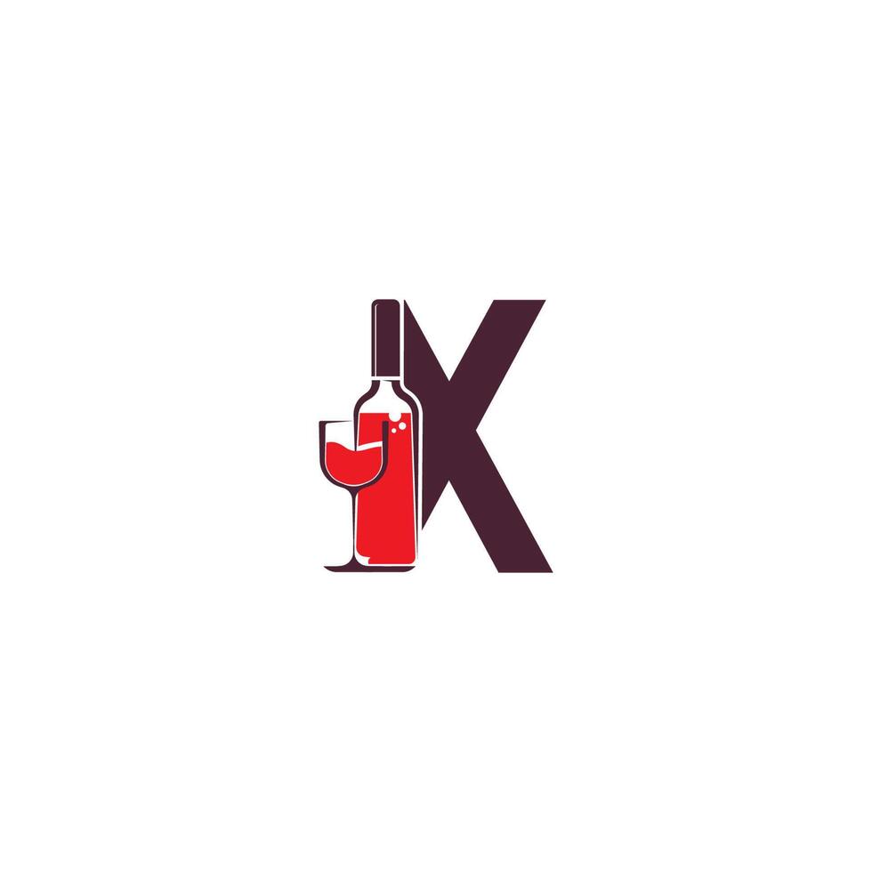 Letter X with wine bottle icon logo vector