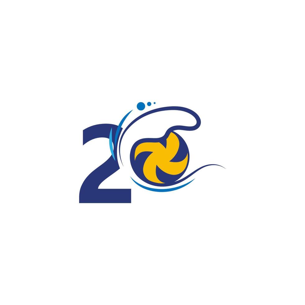 el logo número 2 y el voleibol golpean el vector de ondas de agua