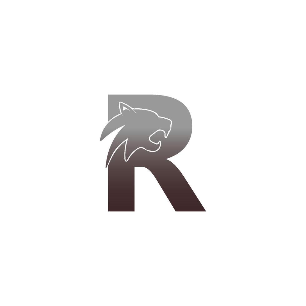 Letter R with panther head icon logo vector