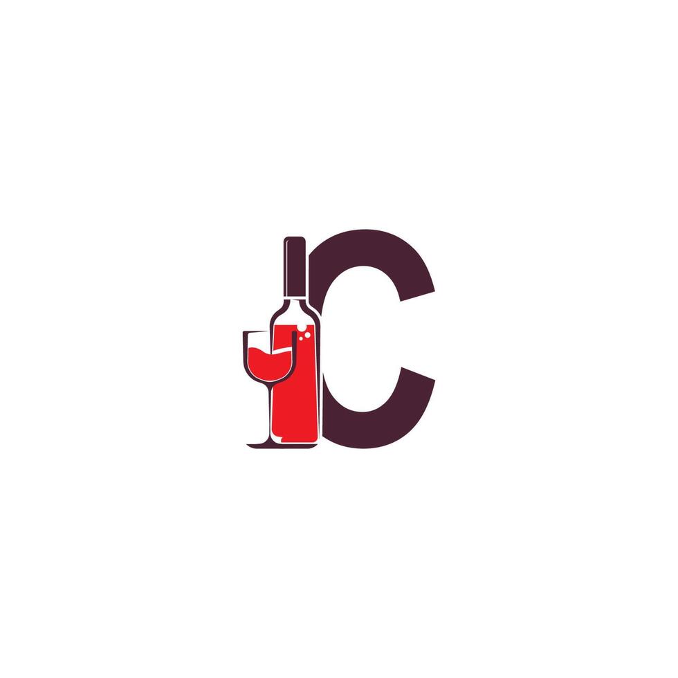 Letter C with wine bottle icon logo vector