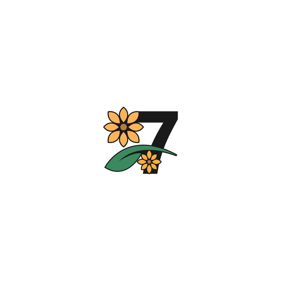 a number with flowers icon logo design vector