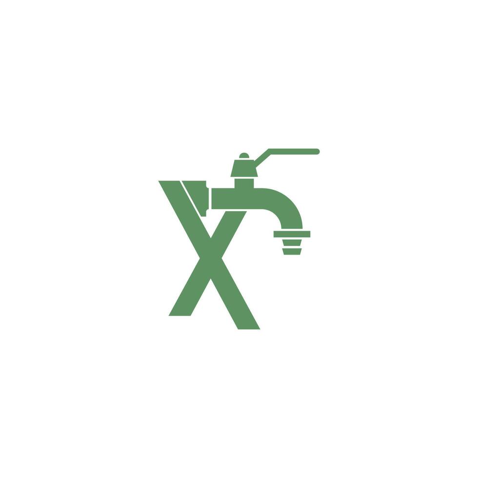 Faucet icon with letter X logo design vector