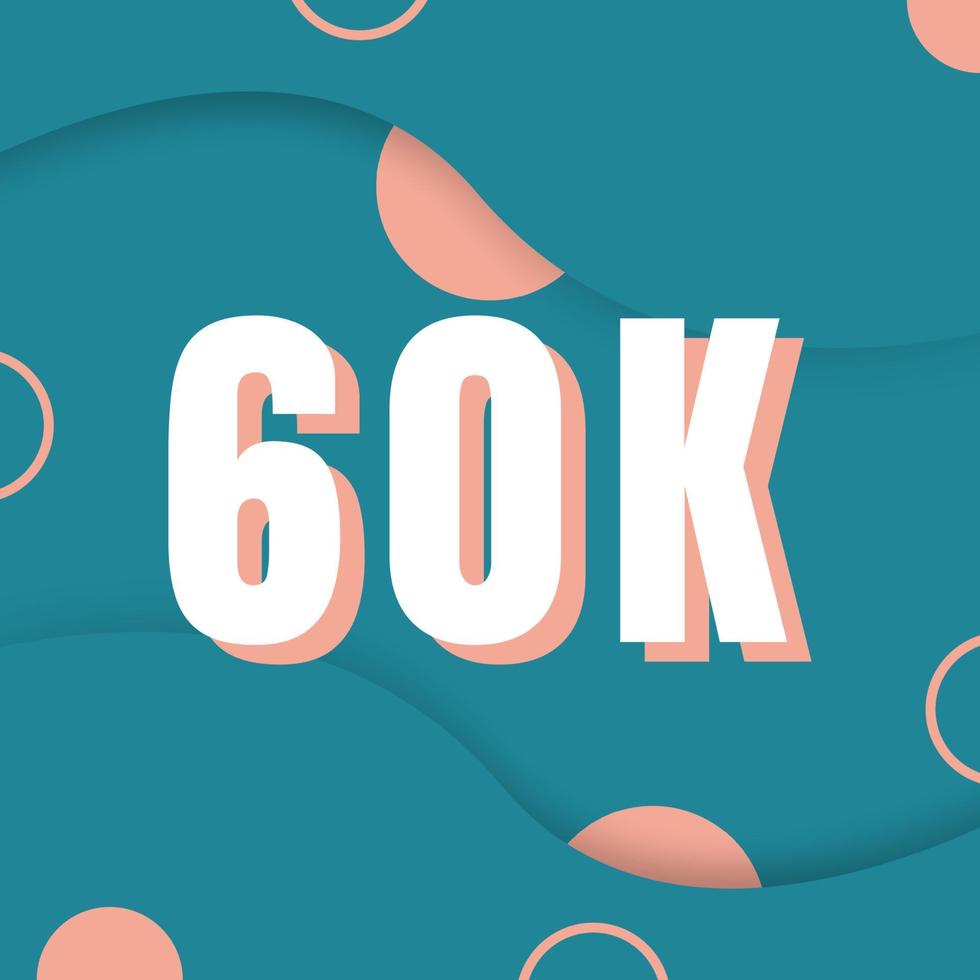 60K  followers of social media background design vector