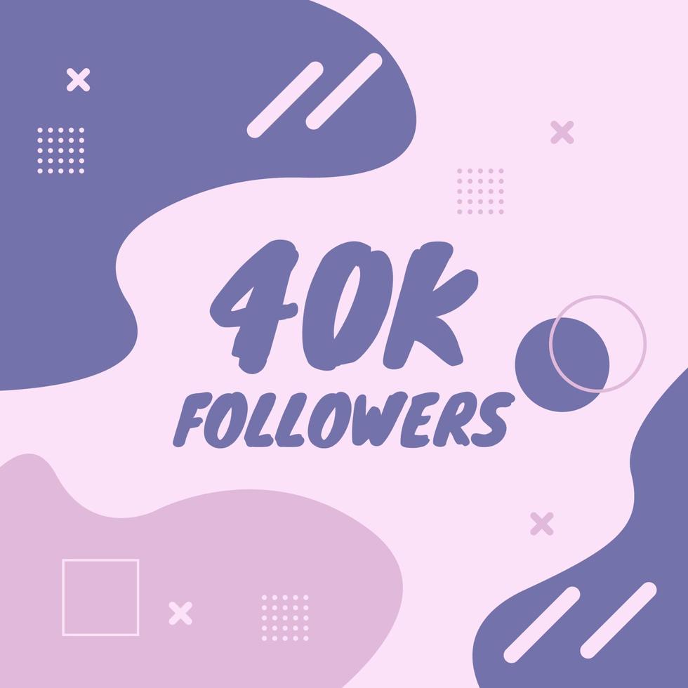 Thank you 40k followers with memphis element vector