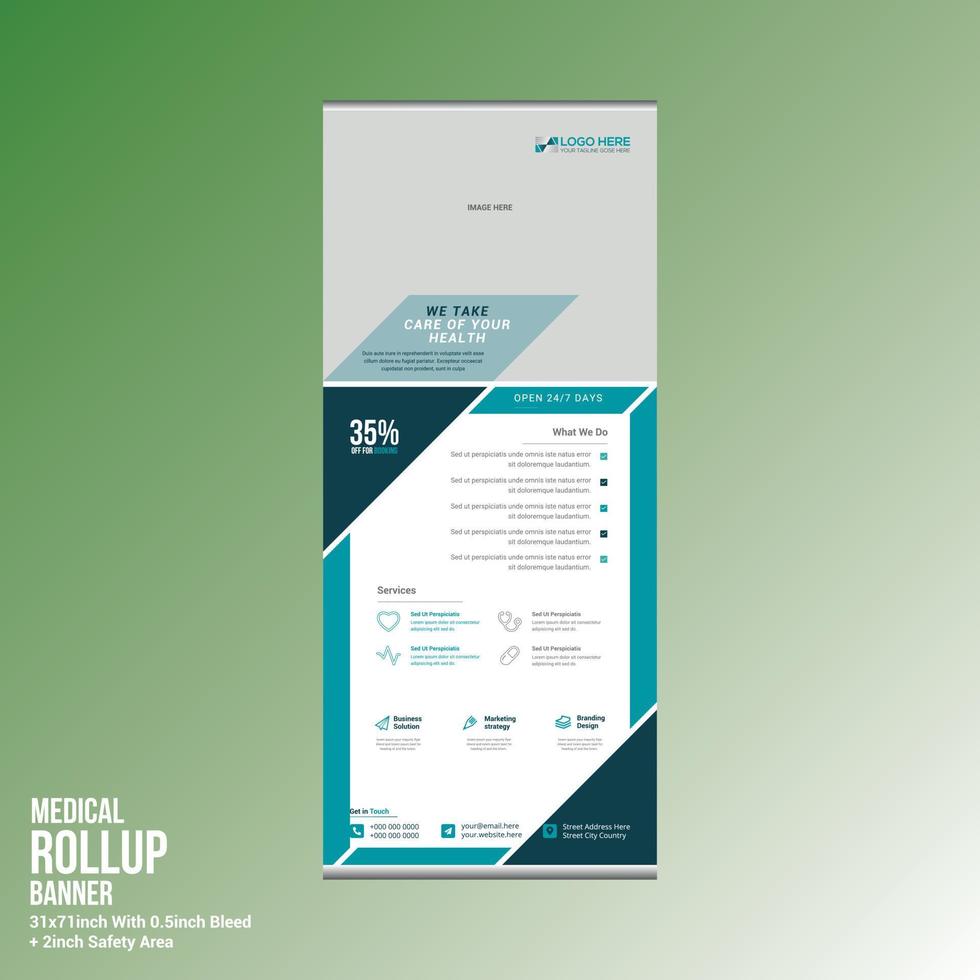 medical roll up banner design vector