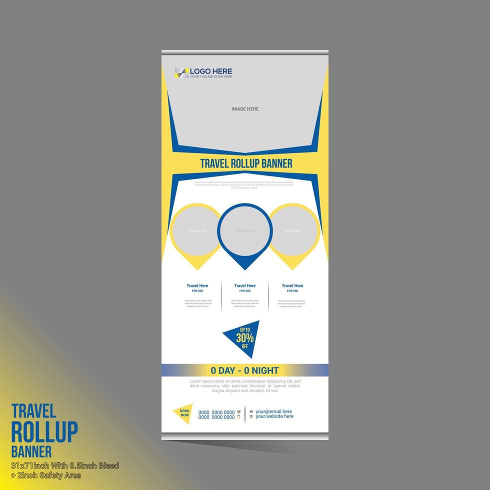 travel roll up banner design vector