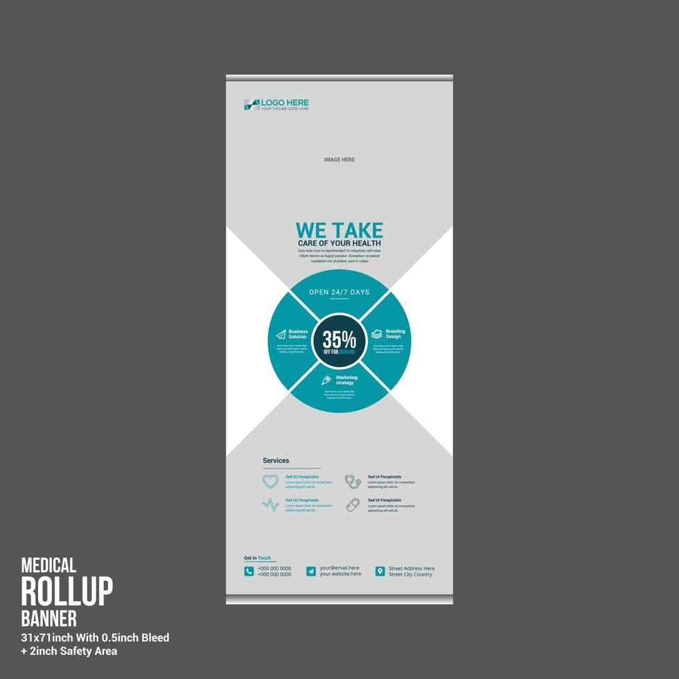 medical roll up banner design vector