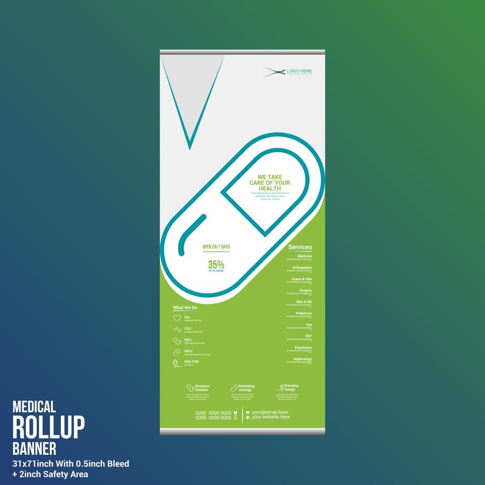 medical roll up banner design vector