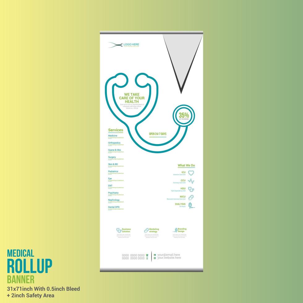 medical roll up banner design vector