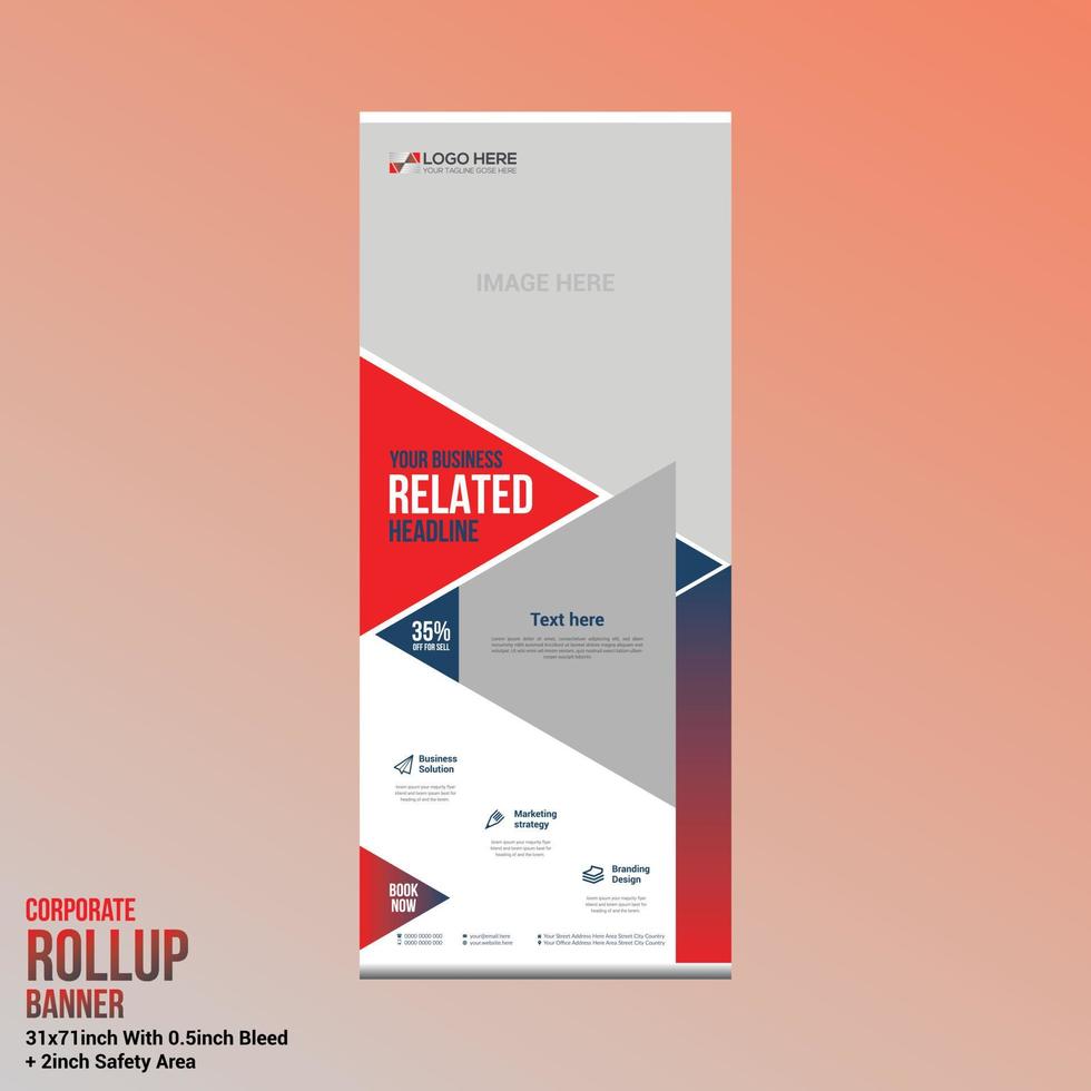 red colored vector roll up banner design