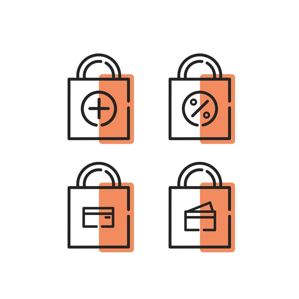 conjunto de iconos de bolsa de compras vector