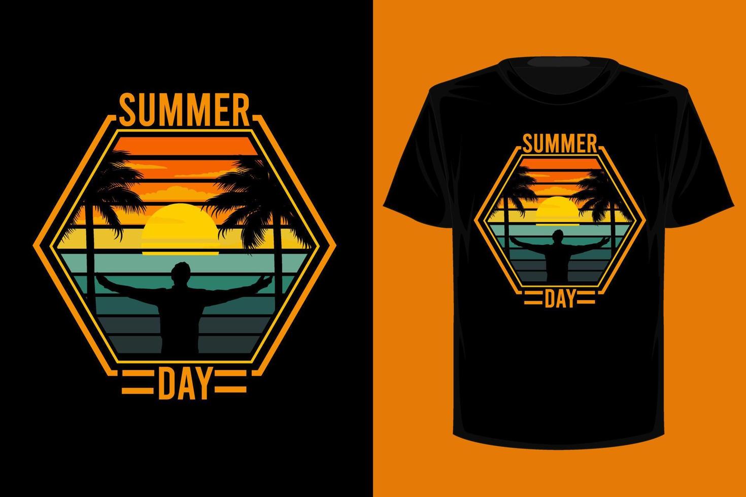 diseño de camiseta vintage retro de día de verano vector
