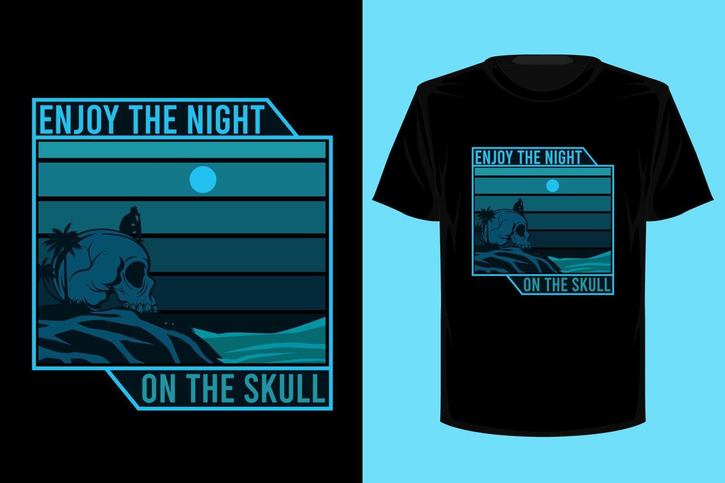 Enjoy the night on the skull retro vintage t shirt design vector