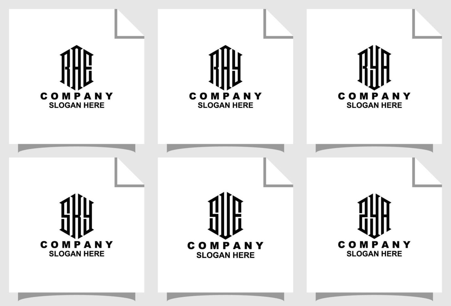Set of creative three initial monogram logo design template vector