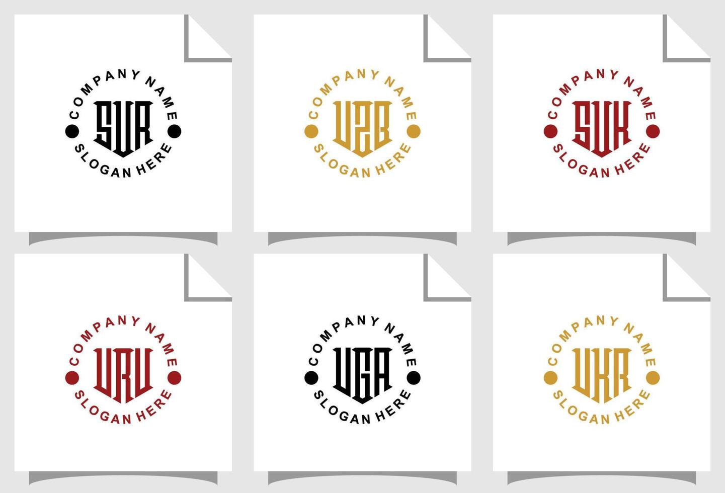 Set of creative three initial monogram logo design template vector