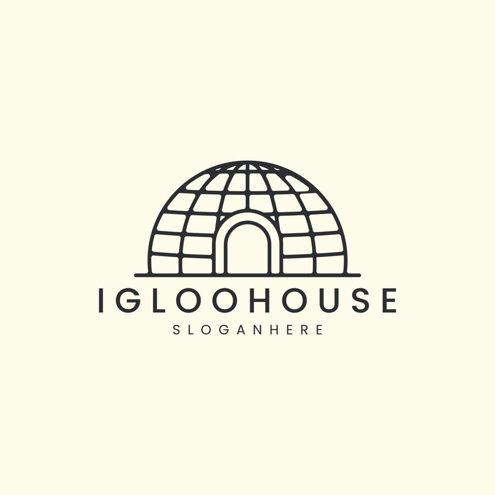 igloo house line art style logo icon template design.ice,igluit, vector illustration