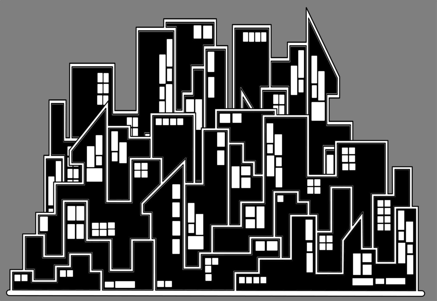 Silhouette of building with Gray background at night vector