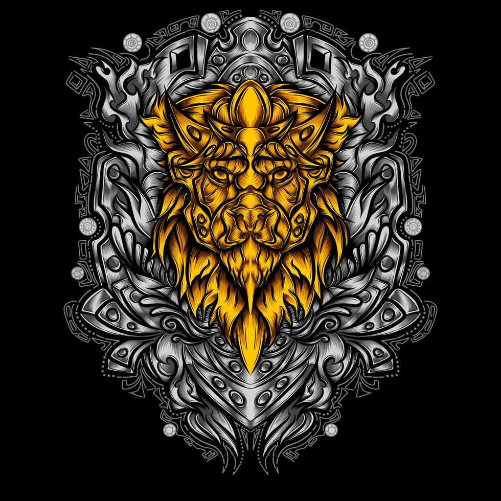 auténtico ornamento oro leo zodiaco insignia vector diseño