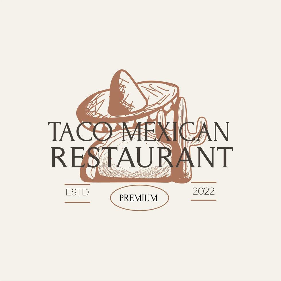 Taco food vintage illustration logo vector