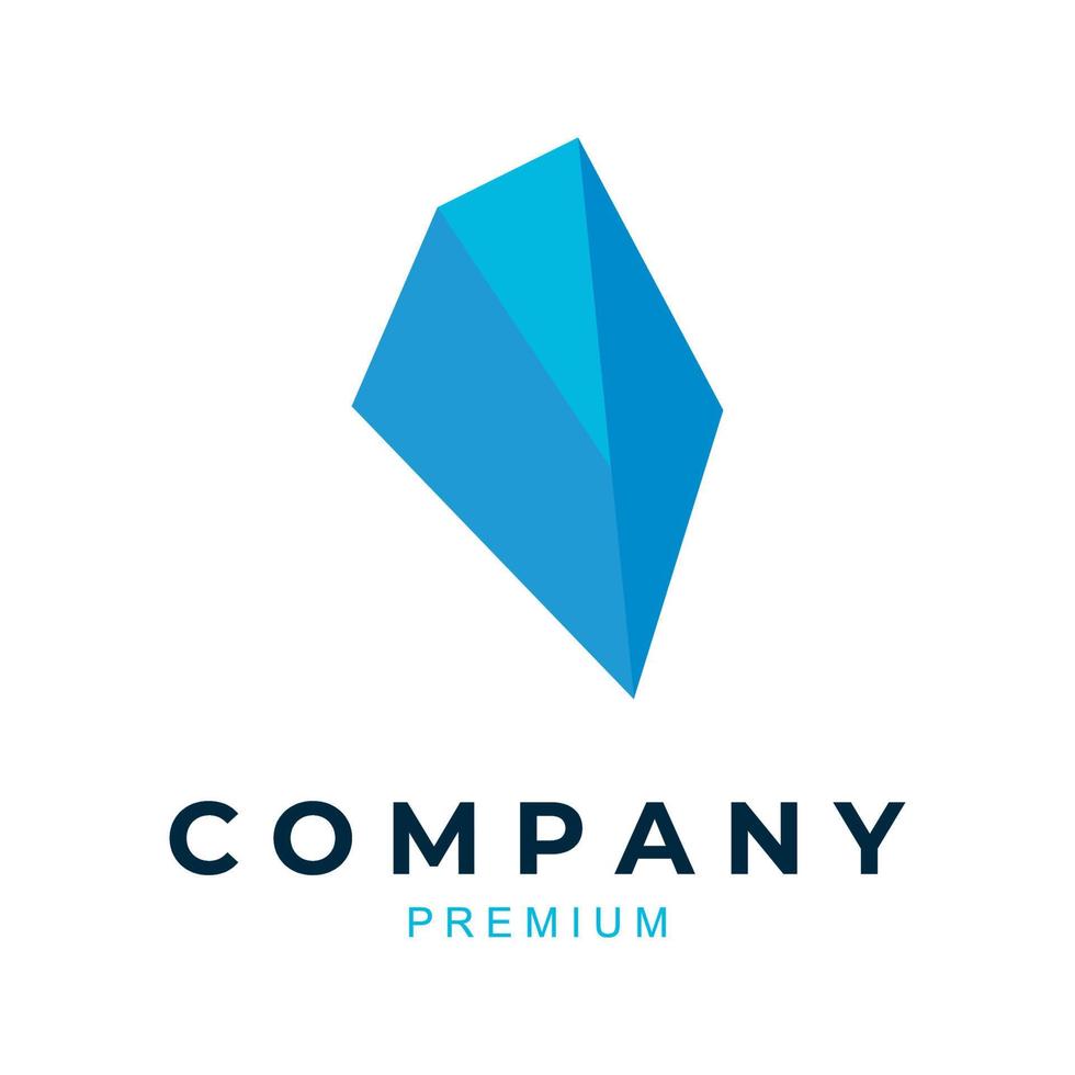 logotipo simple de piedra de diamante azul brillante vector