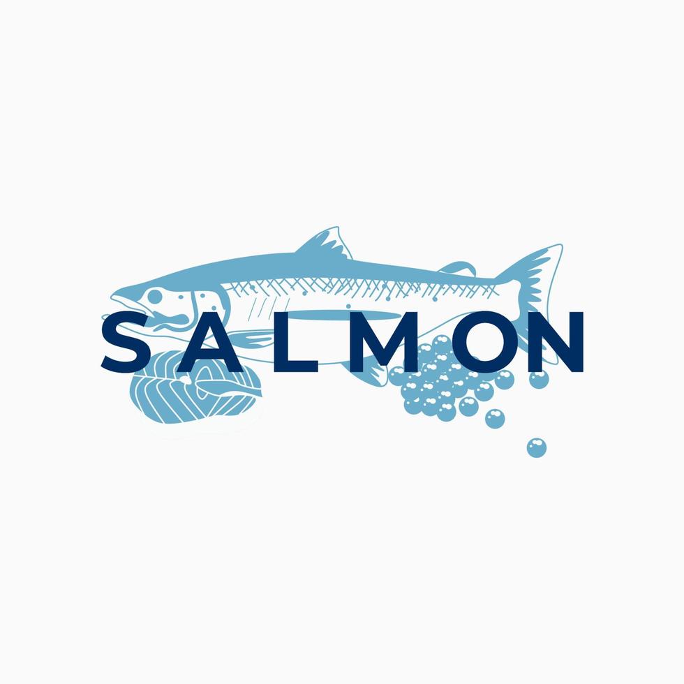 logotipo de ilustración de pez salmón azul vector