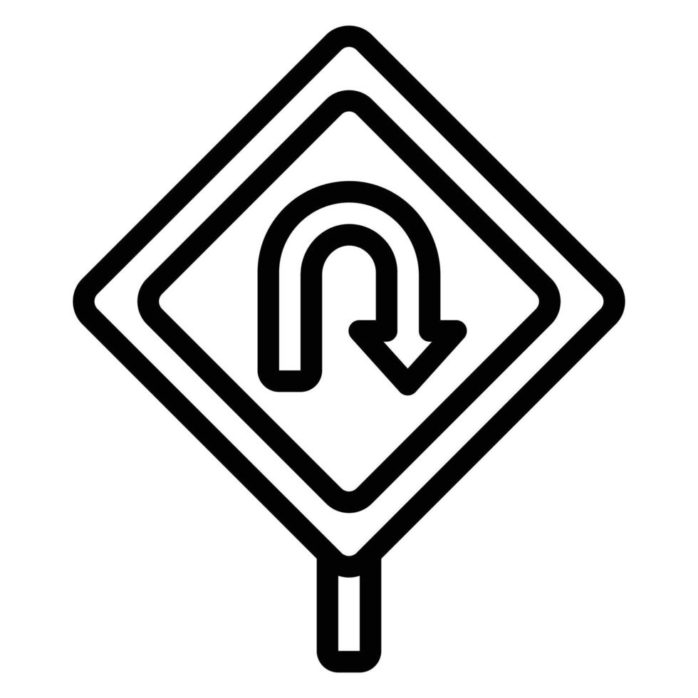 simple u turn icon, editable, 48 pixel vector