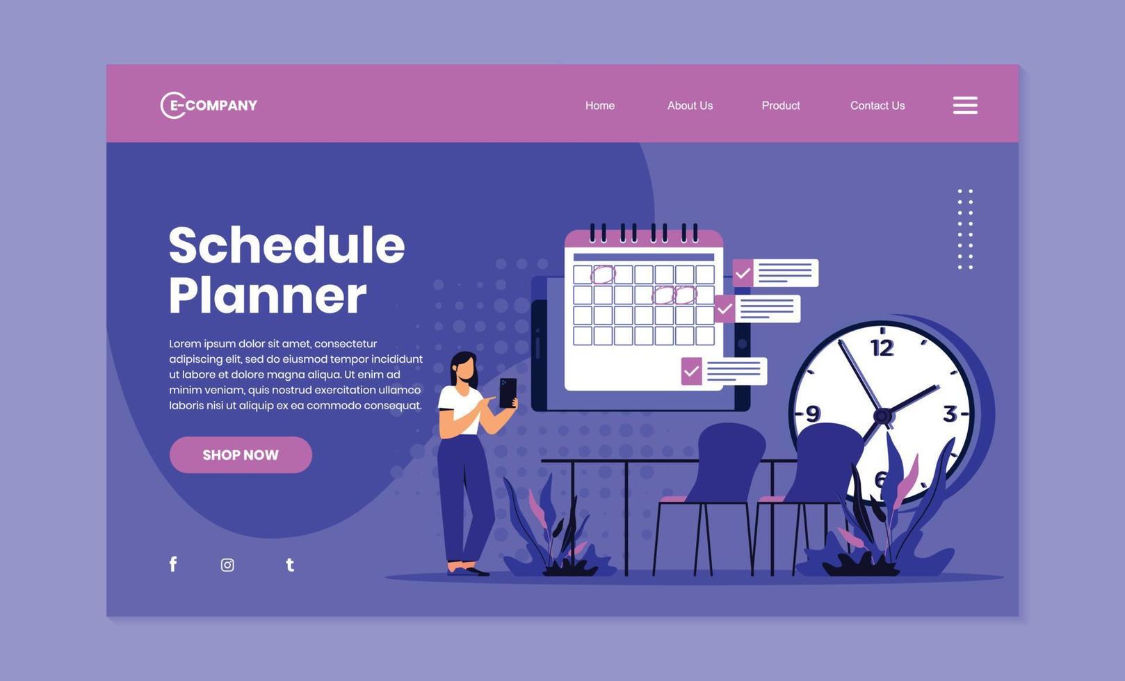 Schedule Planner Landing Page vector