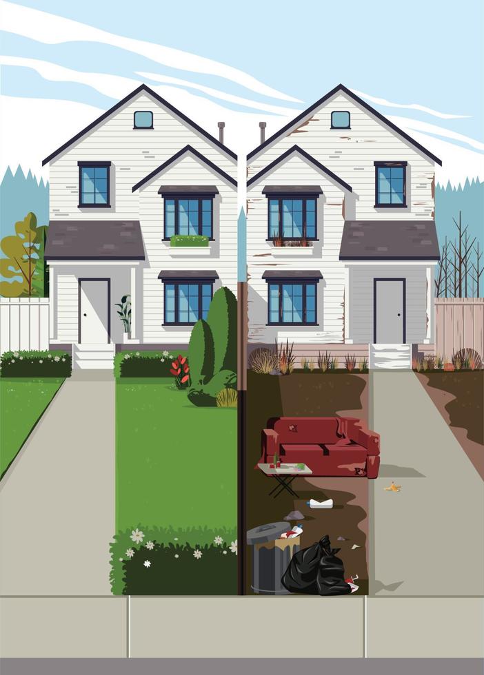 comparación de construcción de casas de vecinos vector
