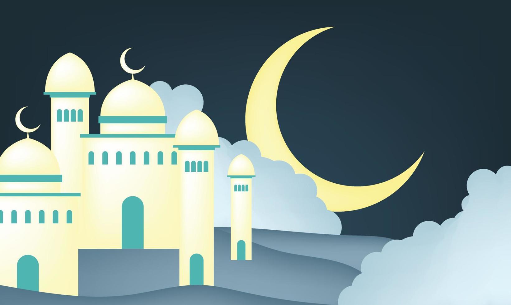 Realistic ramadan kareem flat eid al-fitr illustration mubarak wallpaper hari raya aidilfitri vector