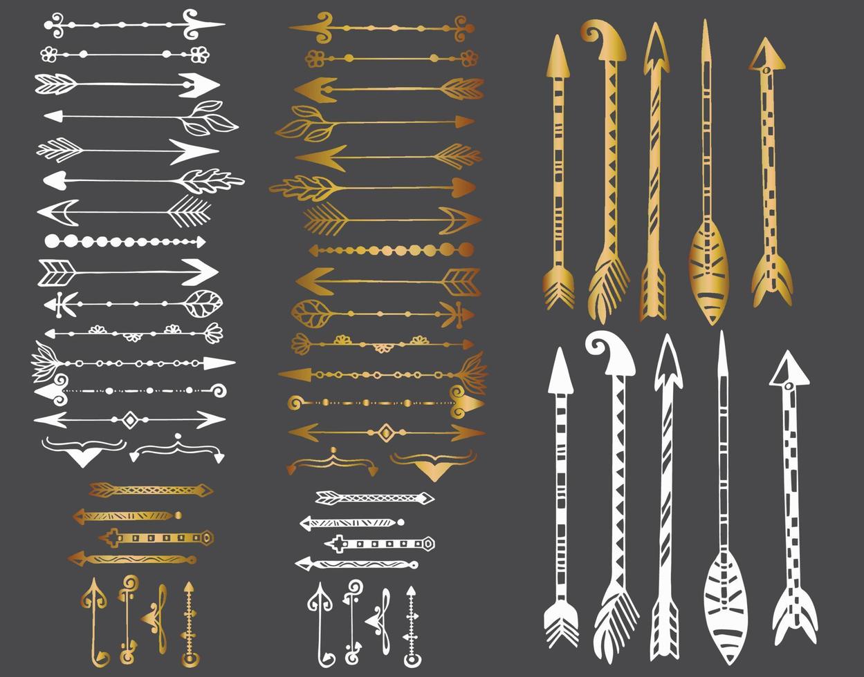 Set of golden tattoo arrows vector
