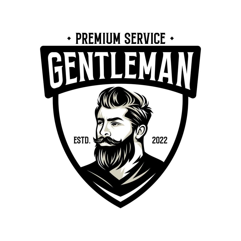 Beard Logo Vector Illustration, Barbershop Logo template, Haircut men vector