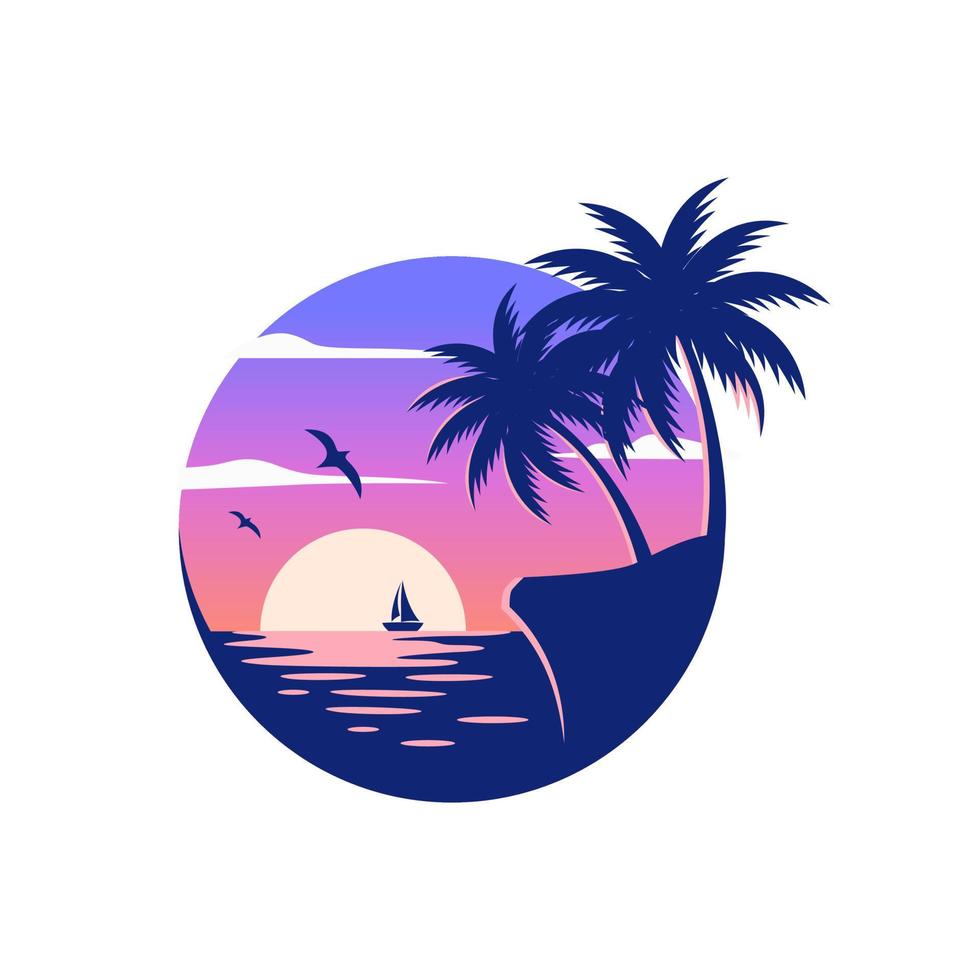 ilustración de vector de logotipo de playa de verano