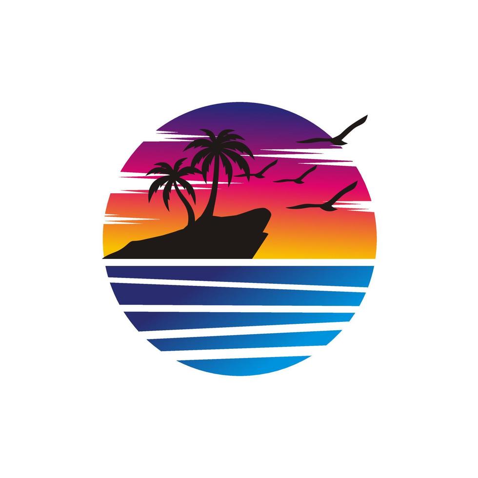 plantilla de vector de diseño de logotipo de playa