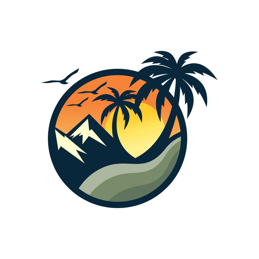 plantilla de vector de diseño de logotipo de playa