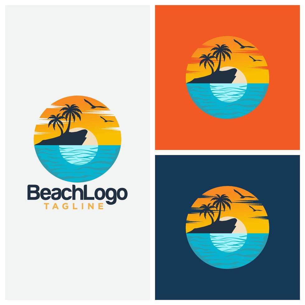 beach logo design vector template