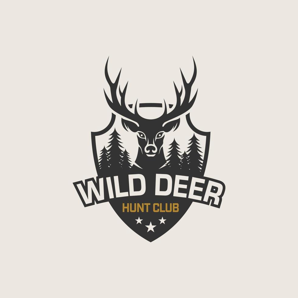 Vintage deer hunter logo design illustration vector