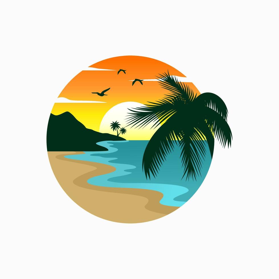 Summer Beach Logo Vector Illustration