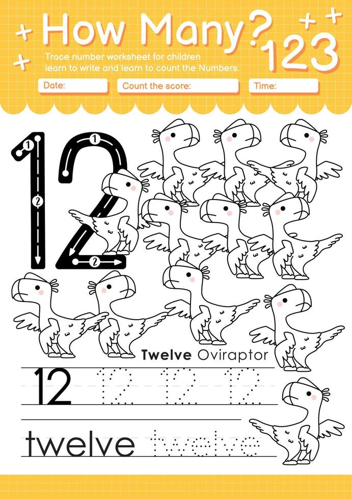 plantilla de rastreo de números con el número doce vector