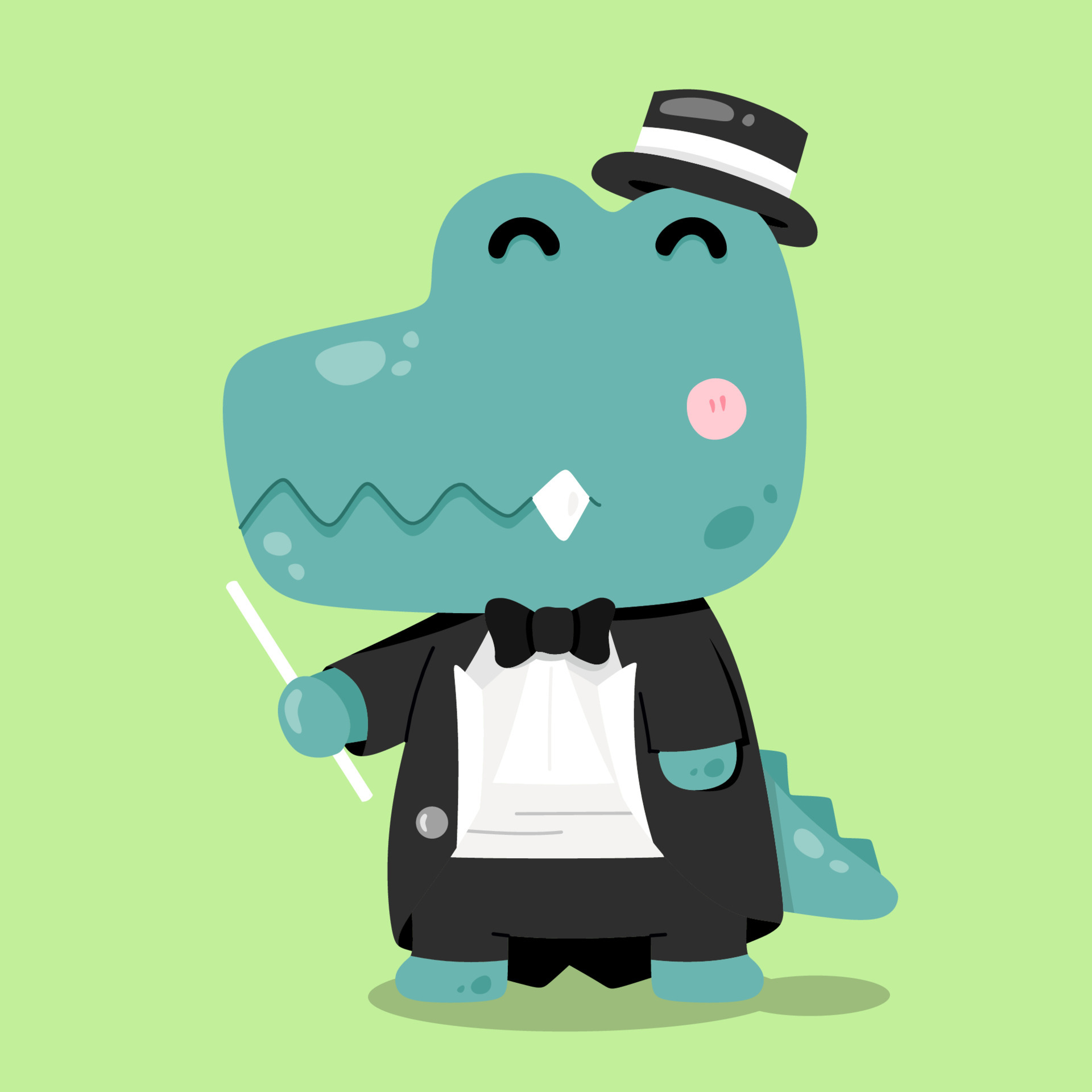 Cute Alligator Animals cartoon illustrations working job Conductor