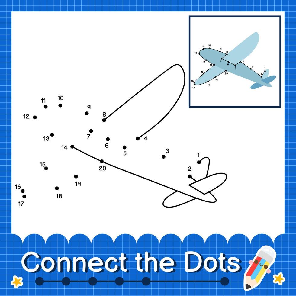Connect the dots counting numbers 1 to 20 puzzle worksheet vector
